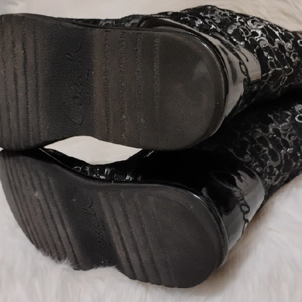 (X2) SALE! Coach Nikole Stylish CC Monogram Black Patterned Women's Boots Sz.7